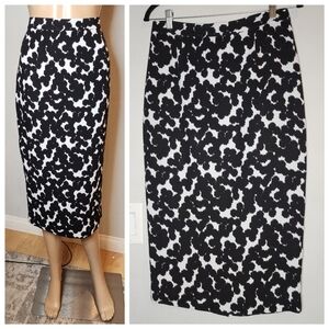 A.L.C. 100% Silk Black White Midi Skirt Size 8